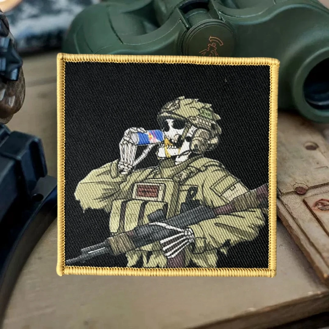 Parche de combustible de guerra, soldado esqueleto, insignia de moral táctica, mochila, pegatina de gancho y bucle para ropa - imagen 4