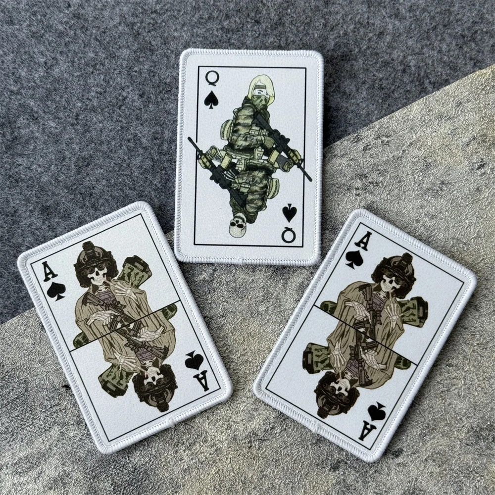 Parche de tarjeta de Reina táctica "Ace Operator", insignia de moral táctica moral, parches de gancho y bucle impresos para ropa, pegatina para mochila