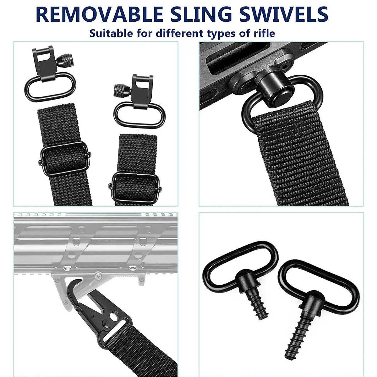 DISCOVERY-eslinga para Rifle de camuflaje, eslinga para pistola de 2 puntos, correa ajustable acolchada para hombro con giratorios, accesorios de caza - imagen 5