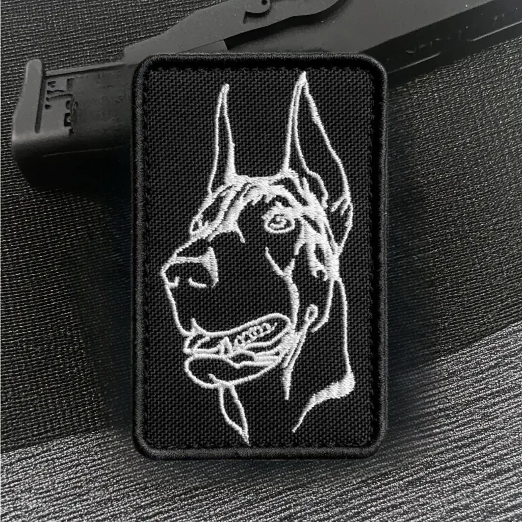 Parches bordados de perros "Du Binquan Pastor", gancho y bucle, servicio de perro con accesorios tácticos, pegatinas de mochila - imagen 4