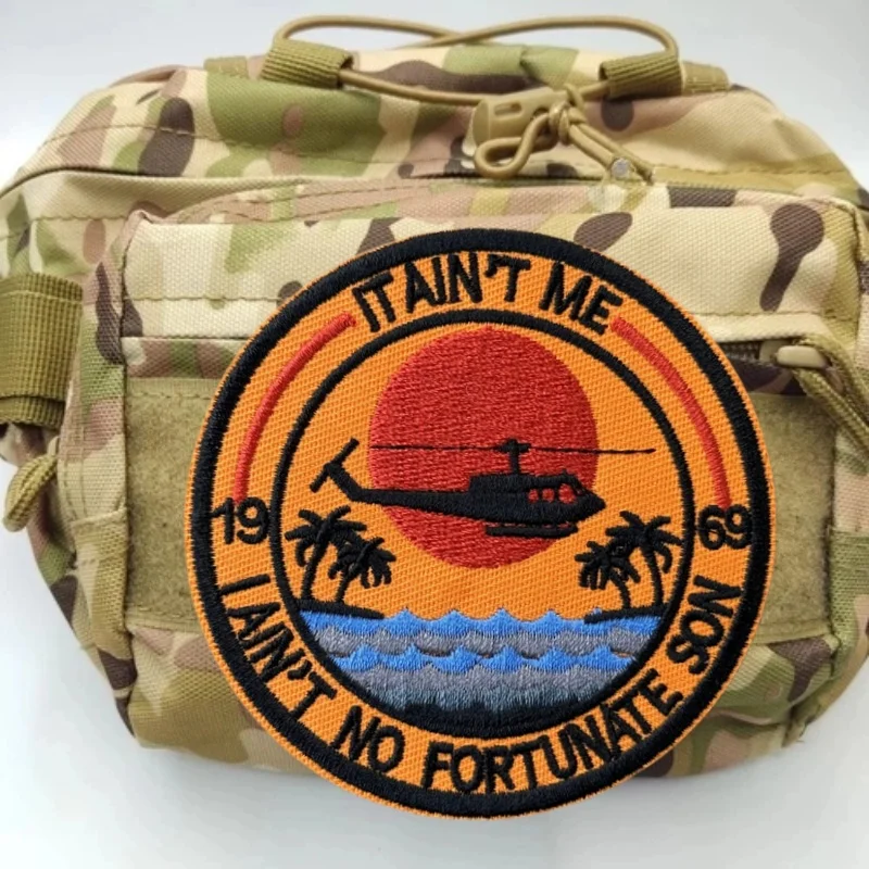 Tactische Moreel Badge Zonsondergang Vliegtuig Borduurpatch op Kleding Haak Lus Patches Rugzak Stickers Armband - imagen 2