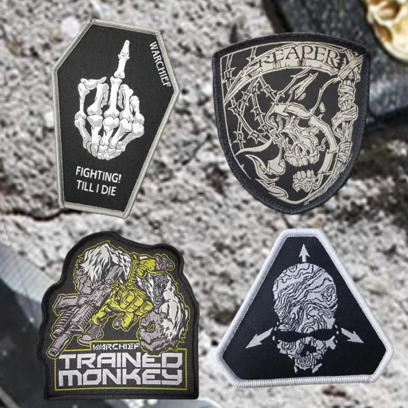 Parche bordado de francotirador principal, insignia de moral táctica de la muerte con gancho y bucle, pegatinas para sombrero, brazalete militar