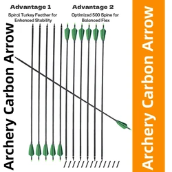 Flechas de carbono para arco recurvo y compuesto, caza diana blanco