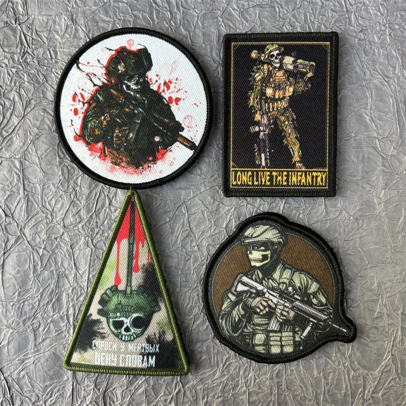 Parche táctico de calavera y demonio, insignia de moral de soldado y esqueleto, parches de gancho y bucle, pegatina decorativa para ropa y mochila