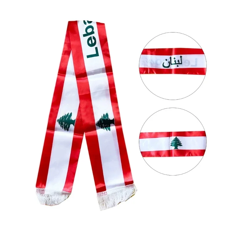 Bufanda del Líbano personalizada con bandera de cielo, 14x135cm, estampado de doble cara, pancarta de bufanda del Líbano para decoración de eventos festivos - imagen 5