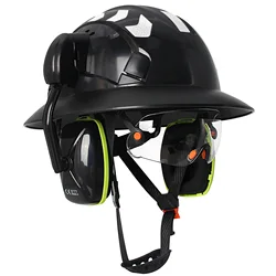 Casco de seguridad CE con gafas integradas y orejeras reflectantes