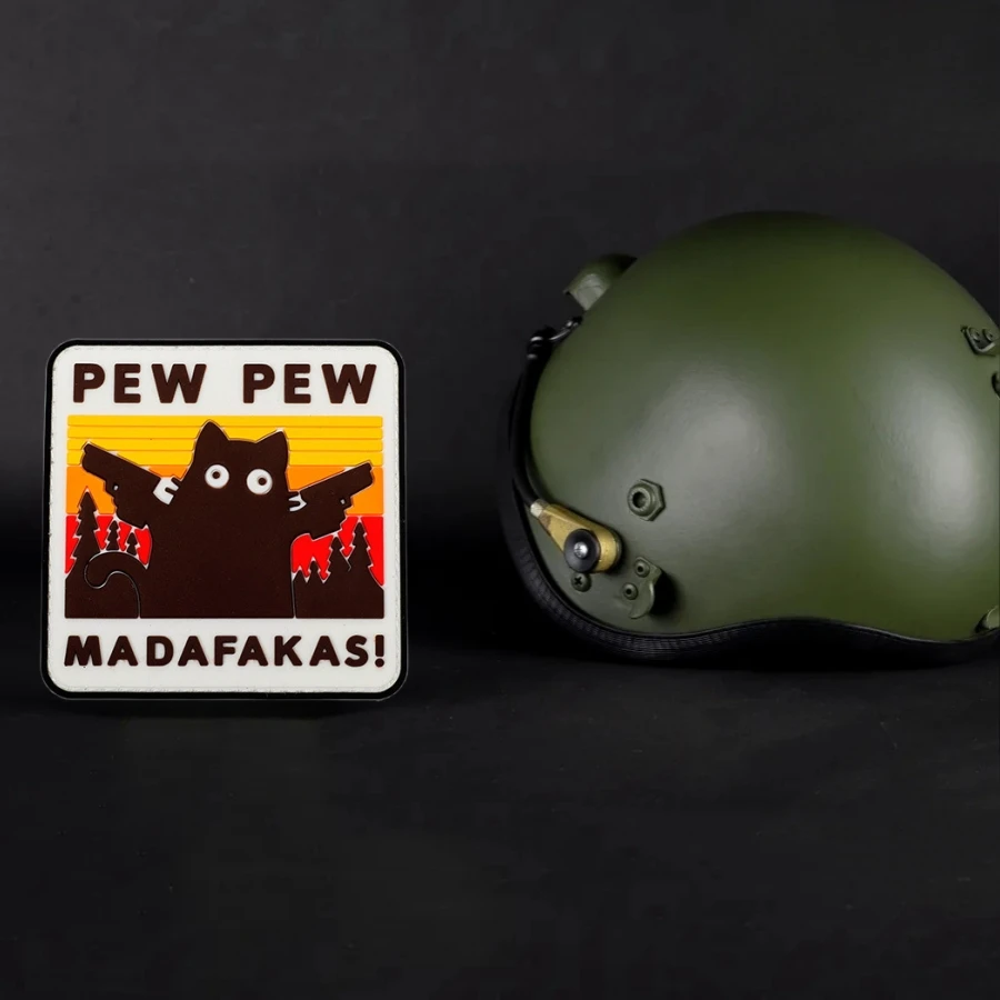 Parche táctico PEW MADAFAKAS, insignia de moral de gato Pew, parches de gancho y bucle de PVC, pegatina del ejército militar para sombreros de mochila - imagen 3