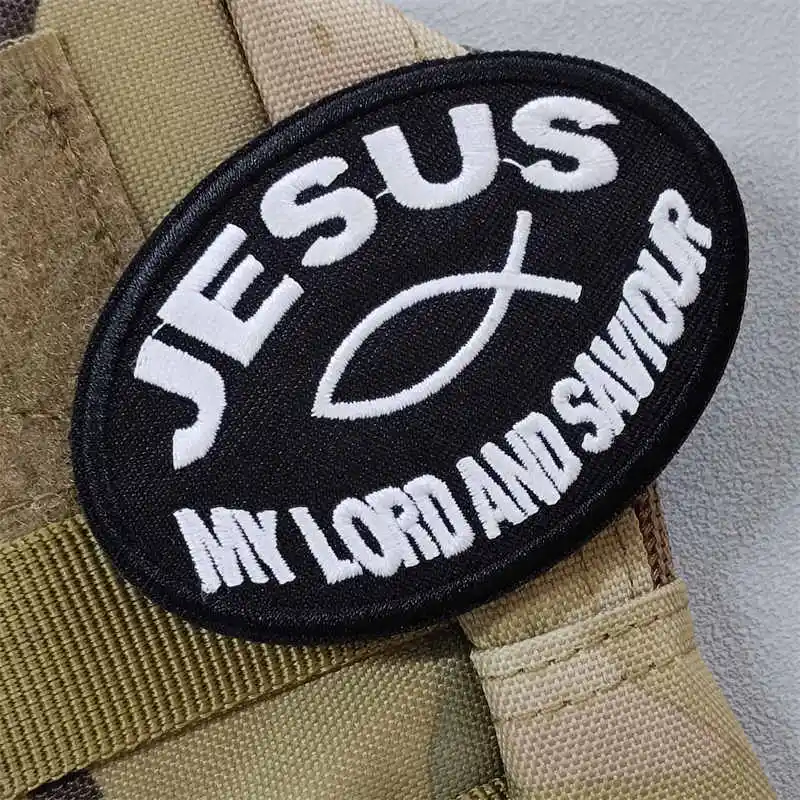 Parche bordado Jesús con gancho y bucle para chaleco táctico - imagen 5