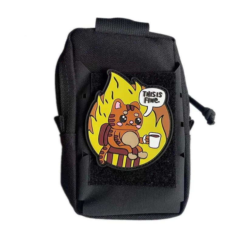 Esto está bien Meme perro divertido, insignias de apliques bordados para beber café de gato, parche táctico de PVC con gancho y bucle en la mochila - imagen 4