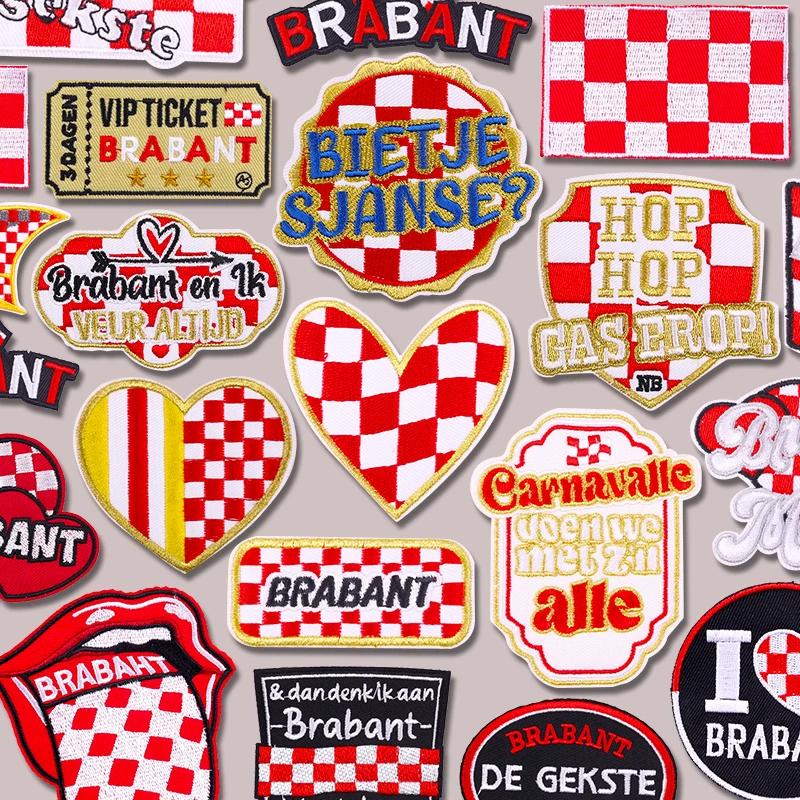 Parche de Carnaval de Países Bajos, emblema de Brabant DIY, parches bordados, parches para planchar para ropa, sombreros, insignias para coser uniformes, novedad de 2026
