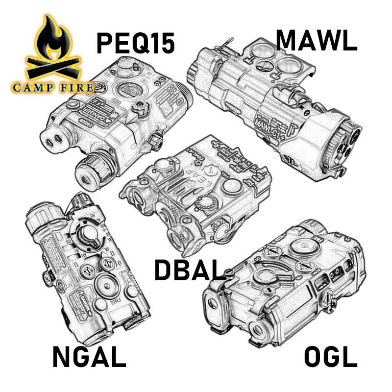 WADSN PEQ 15 MAWL NGAL DBAL A2 Nylon Eotec OGL IR Rojo Verde Azul PEQ15