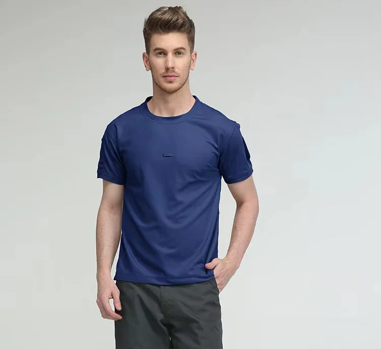 Camiseta táctica militar para hombre, camisa de secado rápido para acampar, Trekking, pesca, escalada, senderismo, cuello redondo, Verano - imagen 5