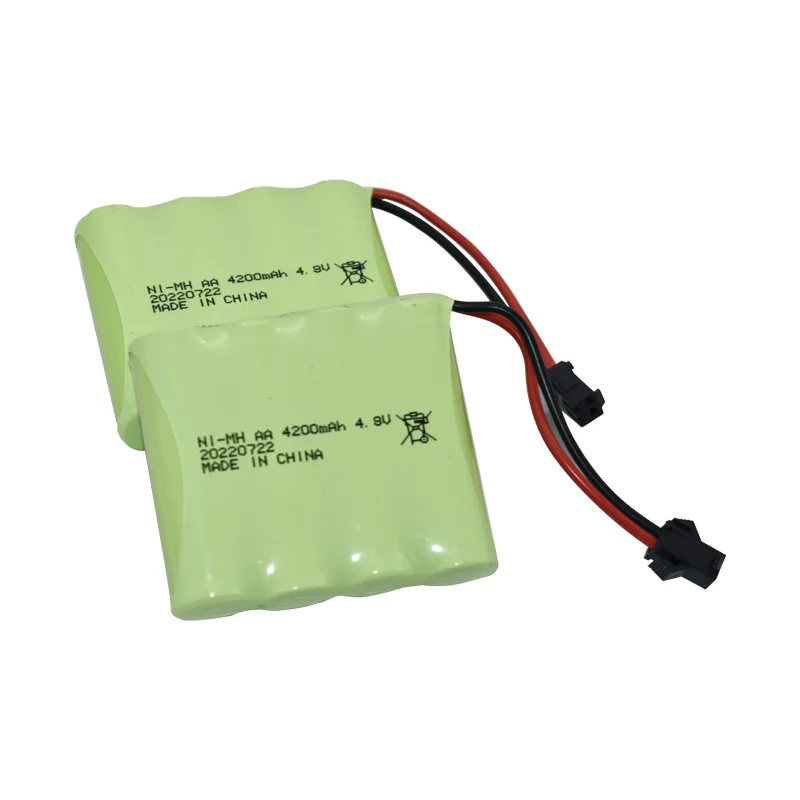 Batería recargable nimh AA para coches teledirigidos, pila de 4200mah, 4,8 v, para tanques, robots, barcos, pistolas, Ni-MH, AA, 4,8 v, enchufe SM - imagen 4