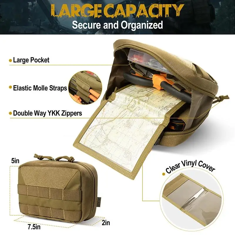 ONETIGRIS MOLLE Admin bolsa táctica Multi Kit médico bolsa suave herramienta de utilidad cinturón EDC bolsa para acampar senderismo - imagen 5