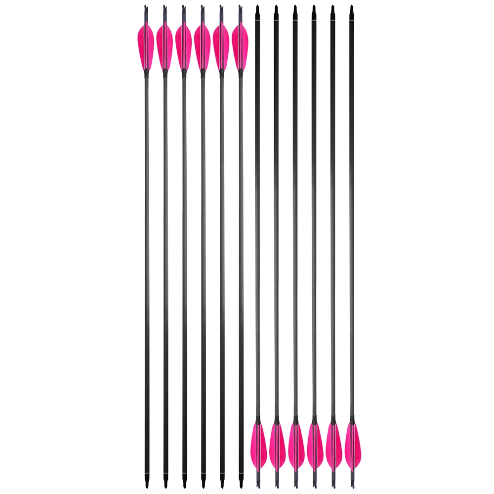 Flecha de carbono puro SP 600 de 31,5 pulgadas, 6/12 Uds., flecha de carbono ID6.2mm, eje de pluma Natural, arco recurvo, objetivo de tiro de caza - imagen 3