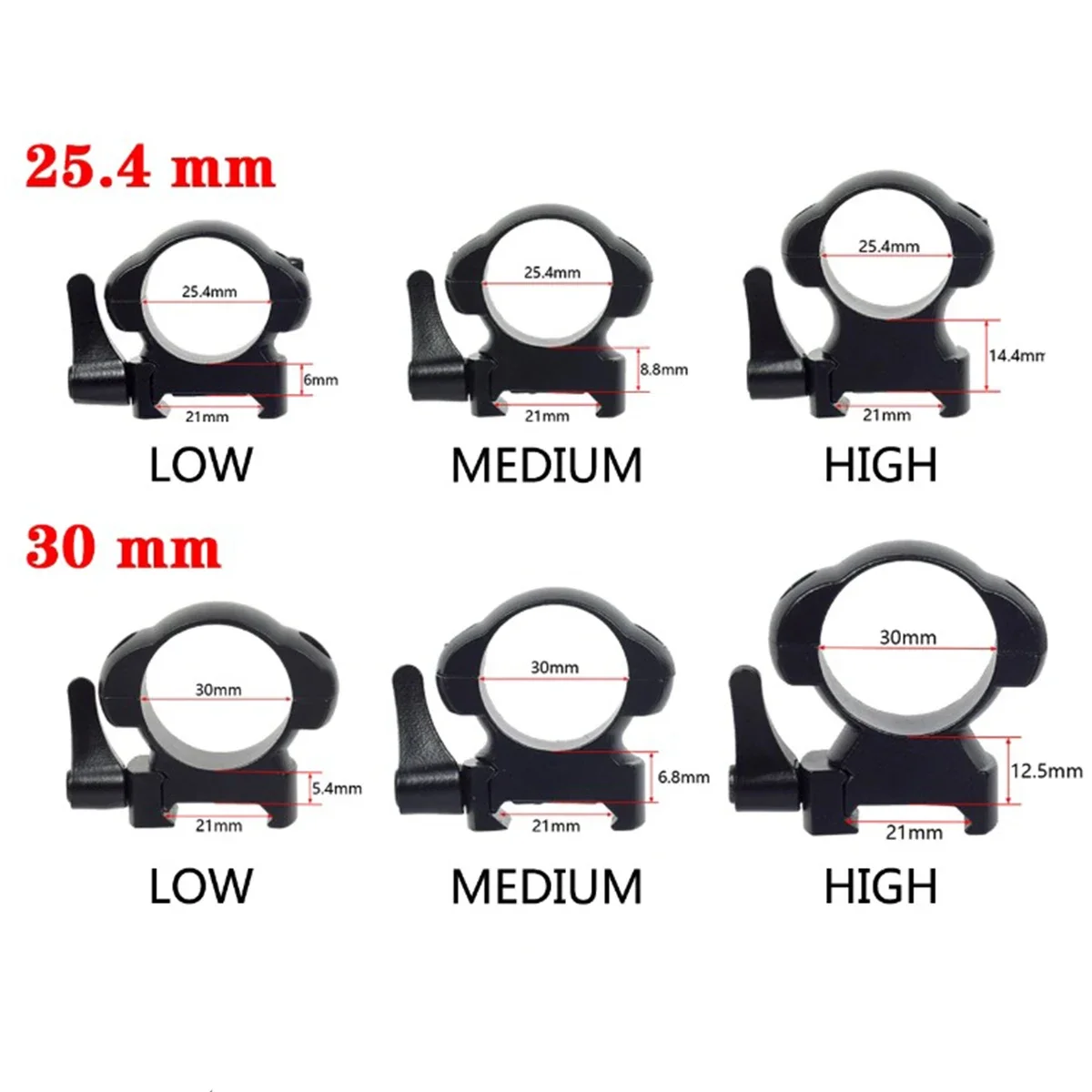 2 uds QD 25,4mm 30mm de diámetro mira táctica para caza nivel de anillo duradero firme Universal 20mm accesorios Picatinny montaje - imagen 2