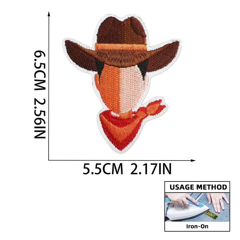 Parches bordados de vaquero occidental, emblema de dibujos animados, decoración de ropa, parche bordado de sombrero, insignia de hierro de revólver - imagen 4