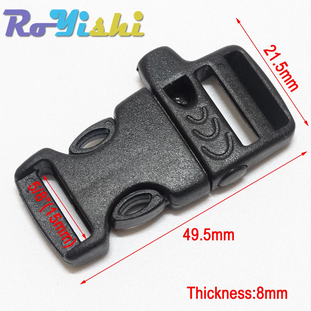 10 unids/pack 5/8 "(15mm) hebillas de silbato de liberación lateral de emergencia para pulsera de Paracord negro - imagen 2