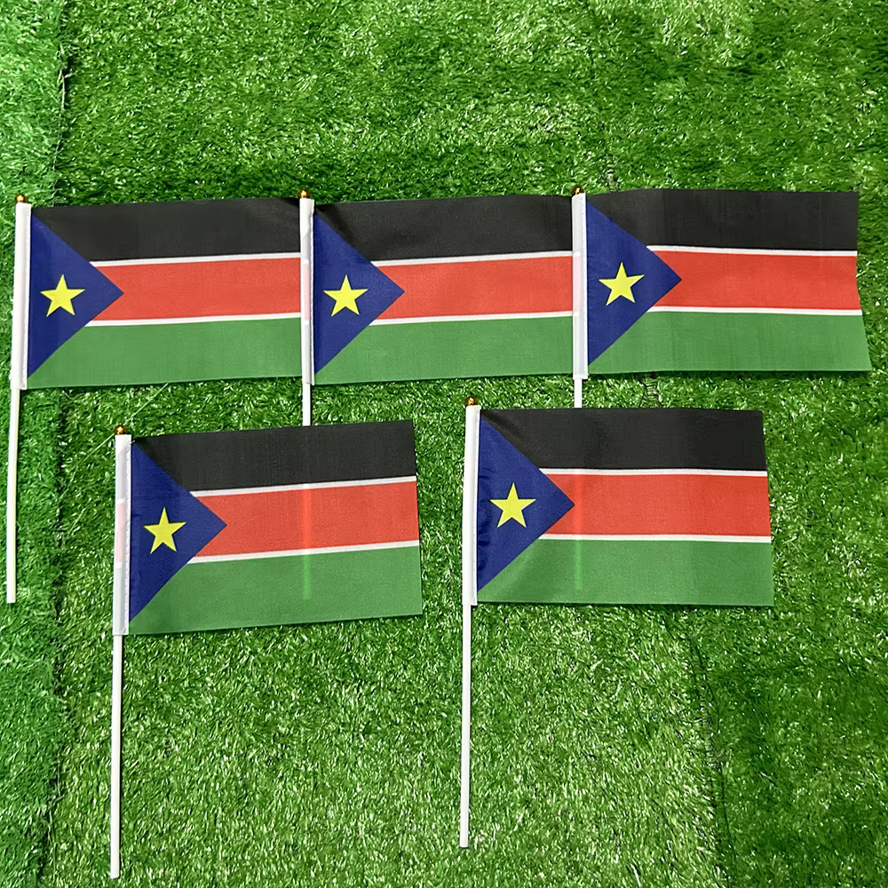 Bandera de mano Sudán del Sur con asta de plástico para deporte - imagen 3