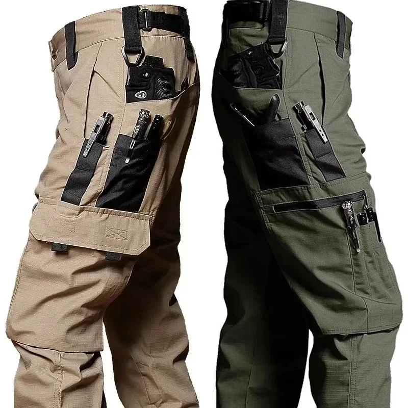 Pantalones de trabajo al aire libre para hombre, 2 uds., pantalones de carga tácticos, ropa de trabajo resistente al desgaste con múltiples bolsillos, pantalones de senderismo impermeables para exteriores - imagen 2
