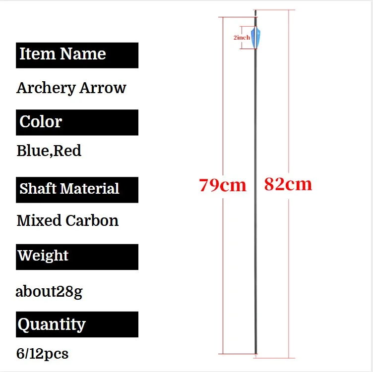 6/12 Uds columna vertebral 1000 flecha de carbono mezclado 32 pulgadas ID 4,2mm 2 pulgadas paletas 62Gr puntos arco compuesto recurvo tiro con arco caza - imagen 5