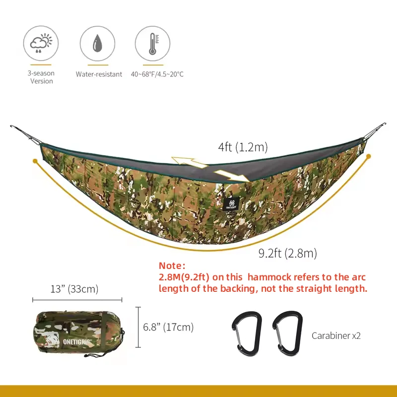 OneTigris hamaca ultraligera Underquilts 3 Temporada 41 F-68 F/5 C-20 C HIDEOUT edredón cálido para acampar senderismo mochilero - imagen 3