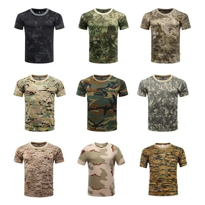 Camiseta de camuflaje 3D para hombre, ropa informal a la moda para actividades al aire libre, cuello redondo, manga corta, camisetas deportivas para exteriores de gran tamaño para verano y calle - imagen 3