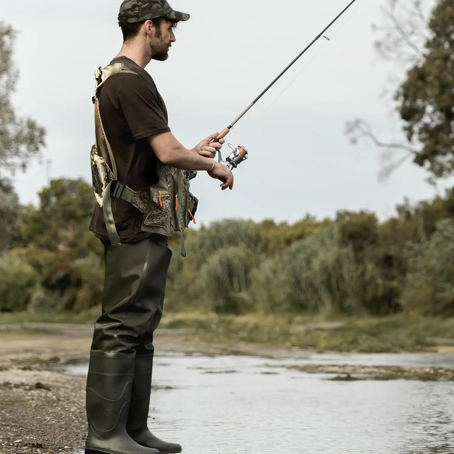 Chaleco de pesca multibolsillo, mochila, chaleco de caza de poliéster duradero, equipo ligero para exteriores para pescar, pesca con mosca de agua dulce - imagen 3