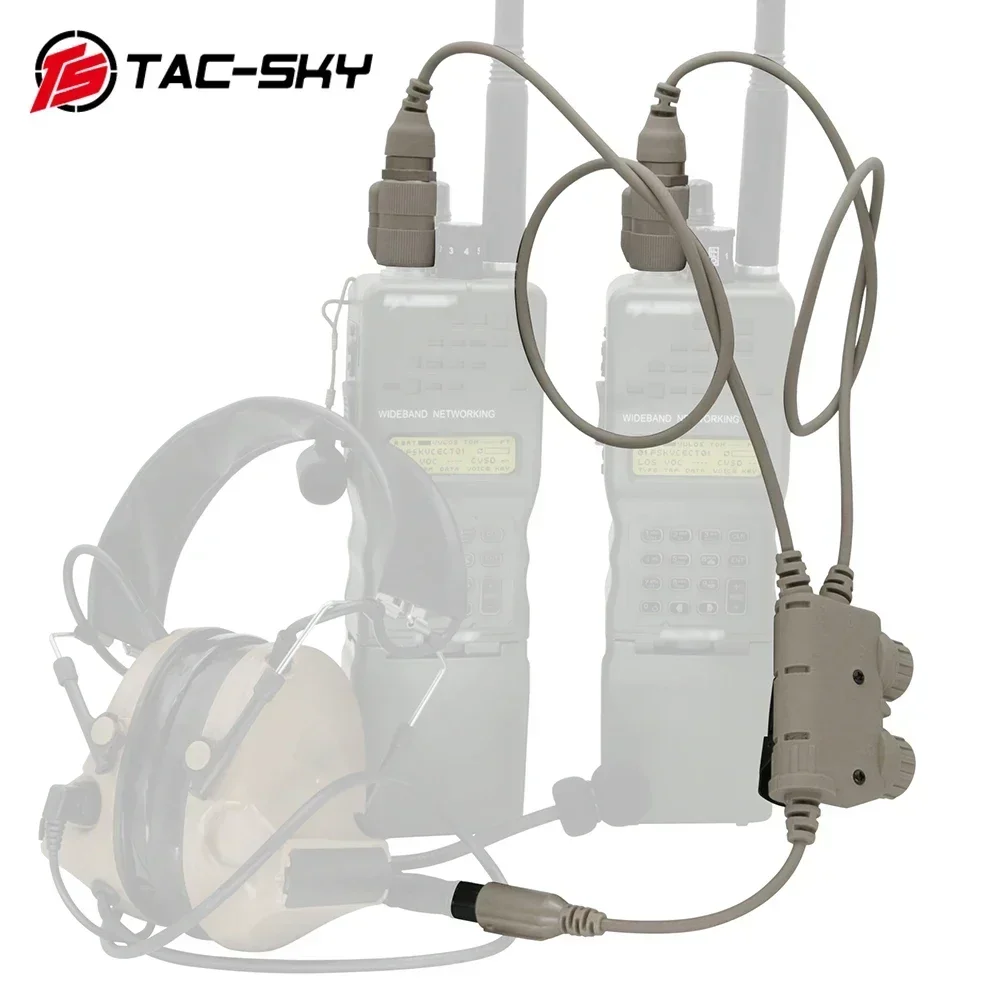 TS TAC-SKY Adaptador de comunicaciones duales de 6 pines Compatible con RAC PTT Auriculares tácticos COMAC SORDI para modelos de Radio AN/PRC 148 152 163 - imagen 3