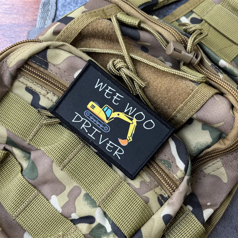 Parche táctico impreso "WEE WOO DRIVER" para ropa, insignia de moral, parche militar con gancho, pegatinas para mochila