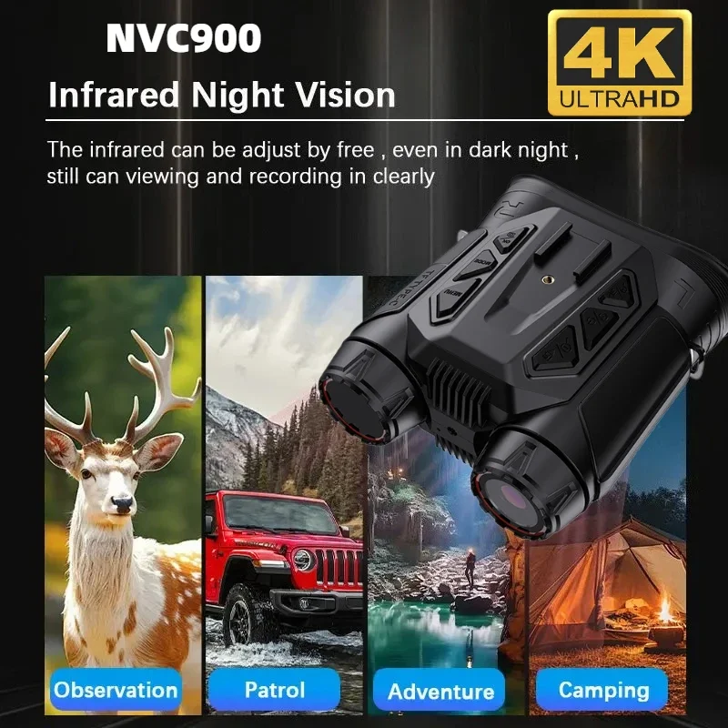 Binoculares de visión nocturna montados en la cabeza NVC900 WiFi 48MP 16X Zoom 4K UHD cámara Digital infrarroja telescopio para caza y Camping - imagen 3