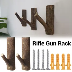 Estante para Rifle, soporte para pistola de rama de madera, estante de exhibición para Rifle, gancho de almacenamiento, soporte de exhibición Horizontal, herramienta para pistola de caza, 2 uds.