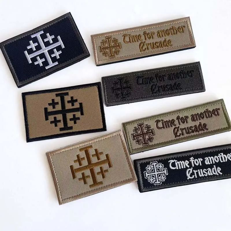 Los caballeros templarios de Jerusalén, parches de apliques bordados de tela con emblema de moral de las cruzadas, insignia táctica de pegatinas militares - imagen 5
