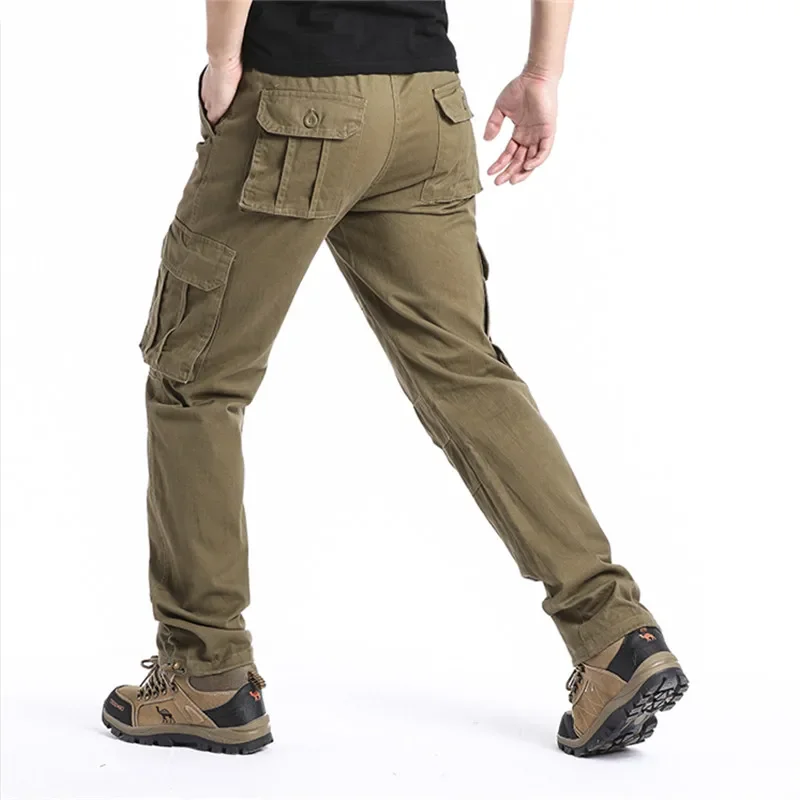 Pantalones con bolsillos grandes, monos sueltos para deportes al aire libre, trotar, pantalones tácticos Softair, pantalones de trabajo informales de algodón con cintura, resistentes al desgaste - imagen 3