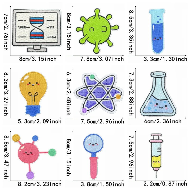 10 unids/lote parches bordados de laboratorio DIY lindo parche de dibujos animados sombreros bolsos chaquetas coser apliques bordados decoración de ropa - imagen 3