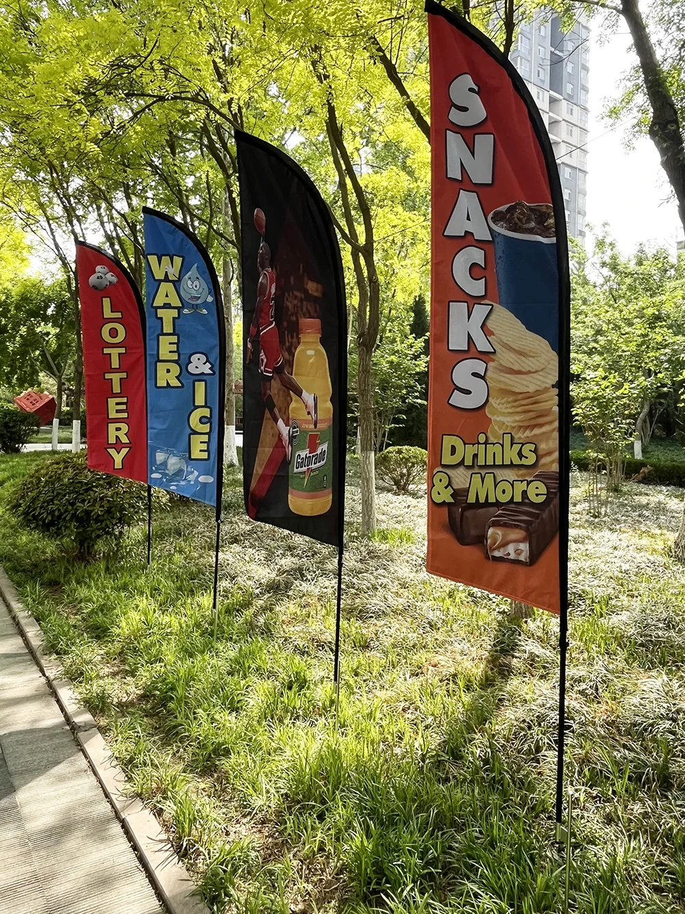 Bandera de plumas de playa, pancarta con impresión personalizada gráfica, cualquier diseño, promoción, celebración de apertura, decoración publicitaria al aire libre - imagen 3