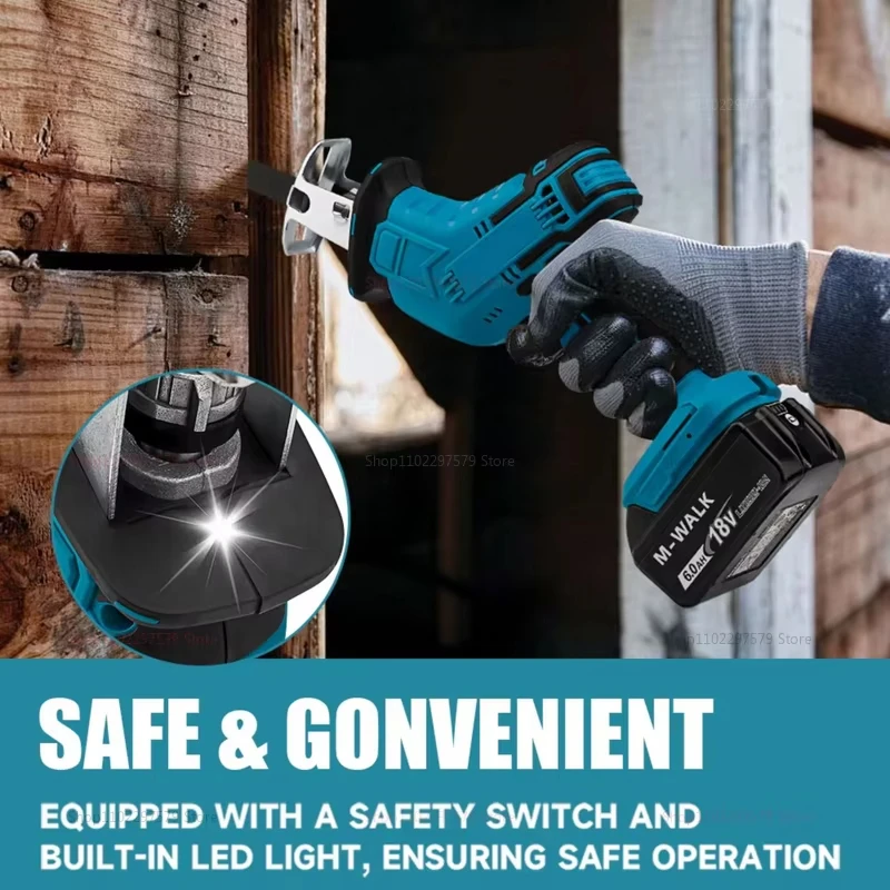 Sierra eléctrica alternativa inalámbrica, sierra de corte de Metal y madera, sierra de sable con batería de litio, herramienta eléctrica portátil para Makita - imagen 4