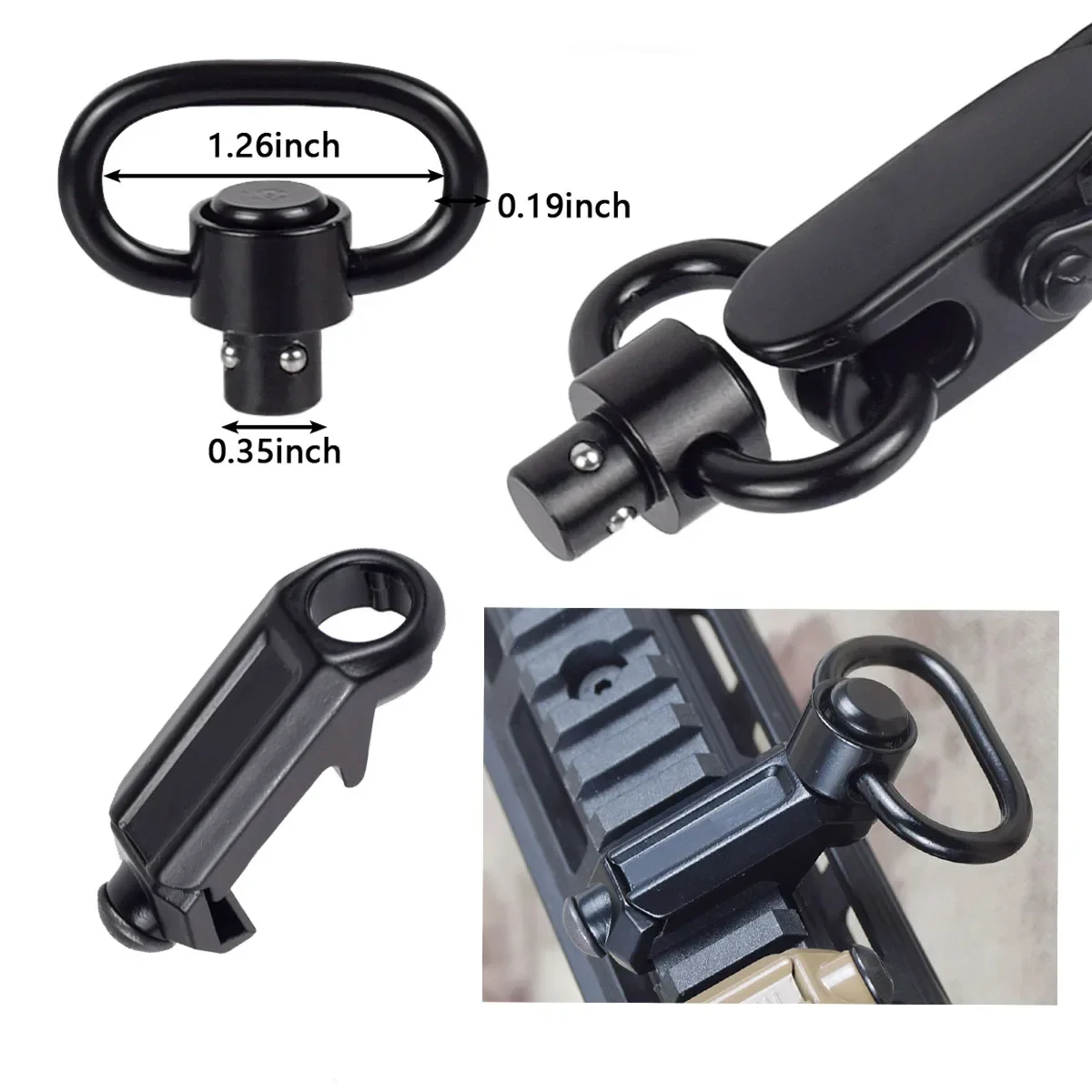 Hebilla táctica de separación rápida RSA GBB, adaptador de Base de montaje de acero QD Sling compatible con riel de 20mm, herramienta de caza, accesorios de Clip de hebilla AR15 - imagen 4