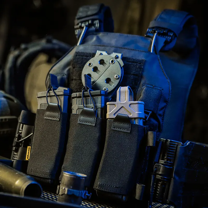Emersongear-bolsa táctica 5,56, Triple revista, tapa abierta, cartel LV elástico, paquete magnético, Panel de caza para chaleco táctico, accesorios - imagen 2
