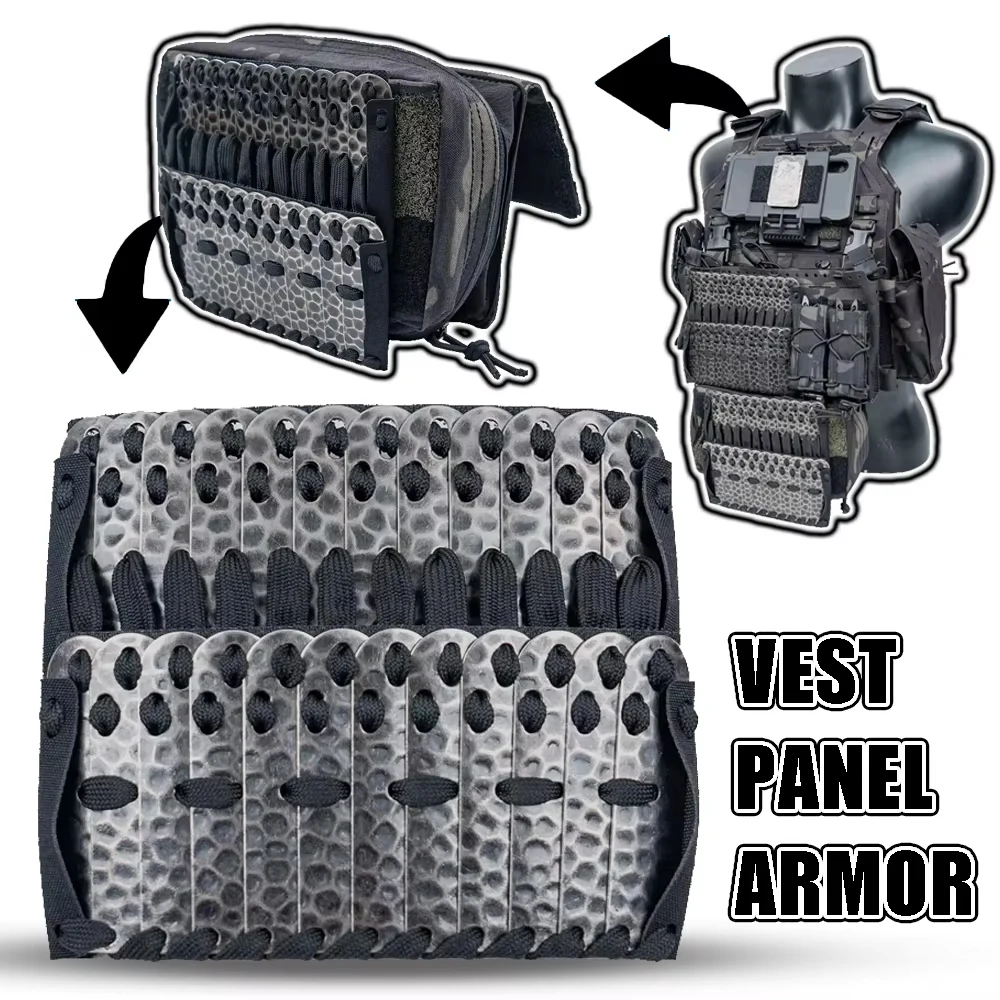 Tactical Vest Panel Armor Shoulder Armor Triple Mag Pouch Hook & Loop 556 Magazine Placard Sub Abdominal Pouch for Hunting Gear - imagen 3