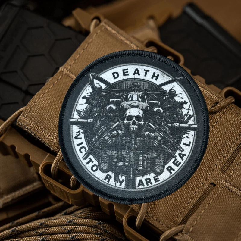 Emblema de gancho y bucle con estampado de calavera, parche táctico de moral REAL, insignia militar, brazalete de combate, pegatinas para mochila - imagen 4