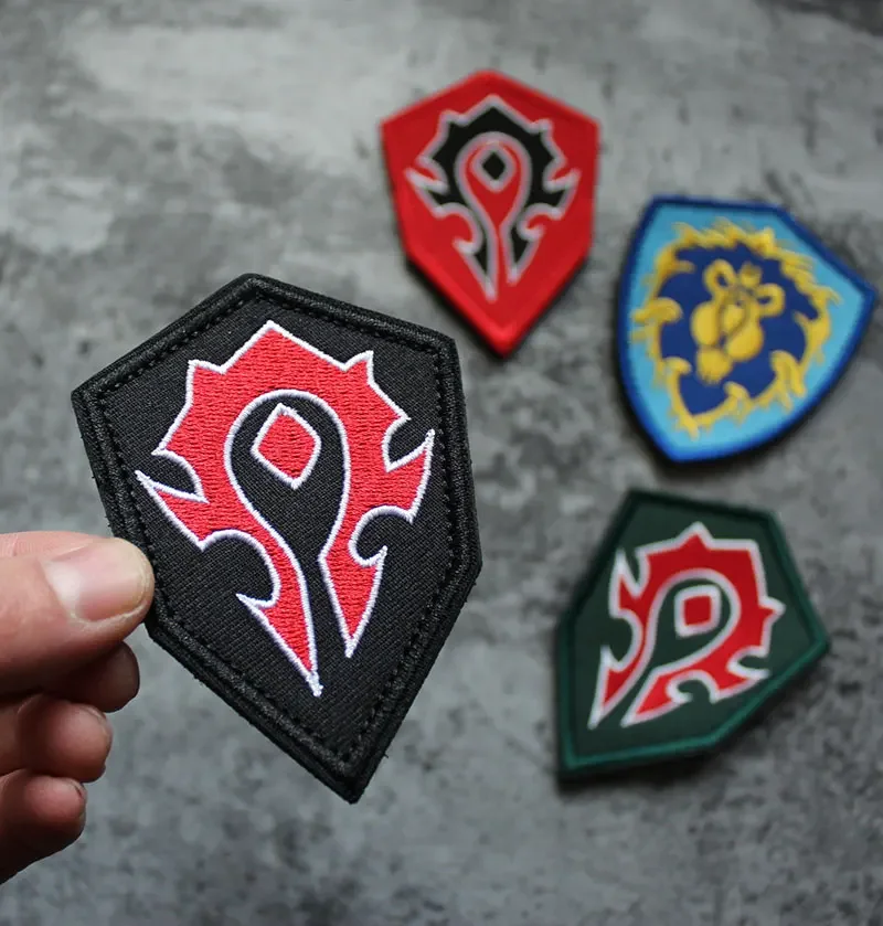 Parches de gancho y bucle con emblema bordado Tribal de World of Warcraft, brazalete de moral táctico humano y bestia, parche de León para ropa - imagen 5