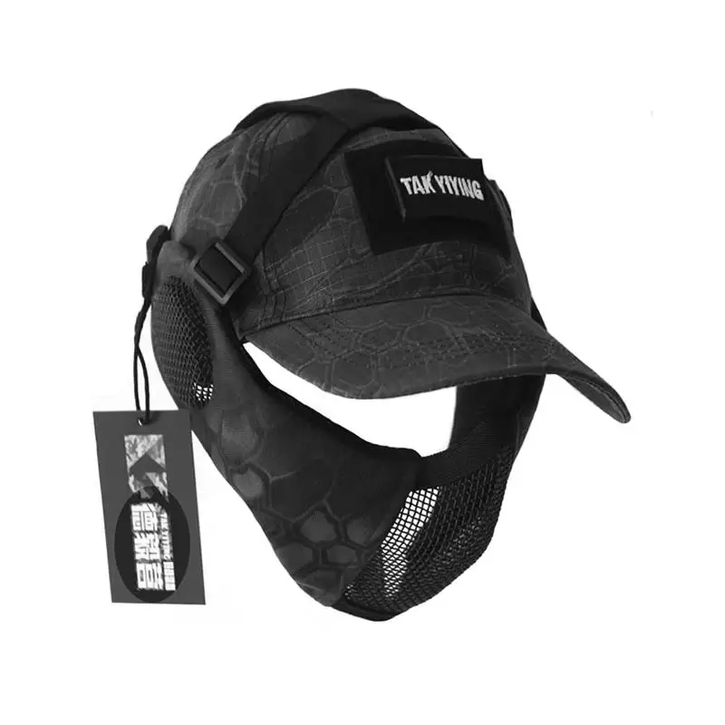 Máscara táctica de malla plegable con protección para los oídos para Airsoft Paintball con gorra de béisbol ajustable accesorios de equipo militar - imagen 3