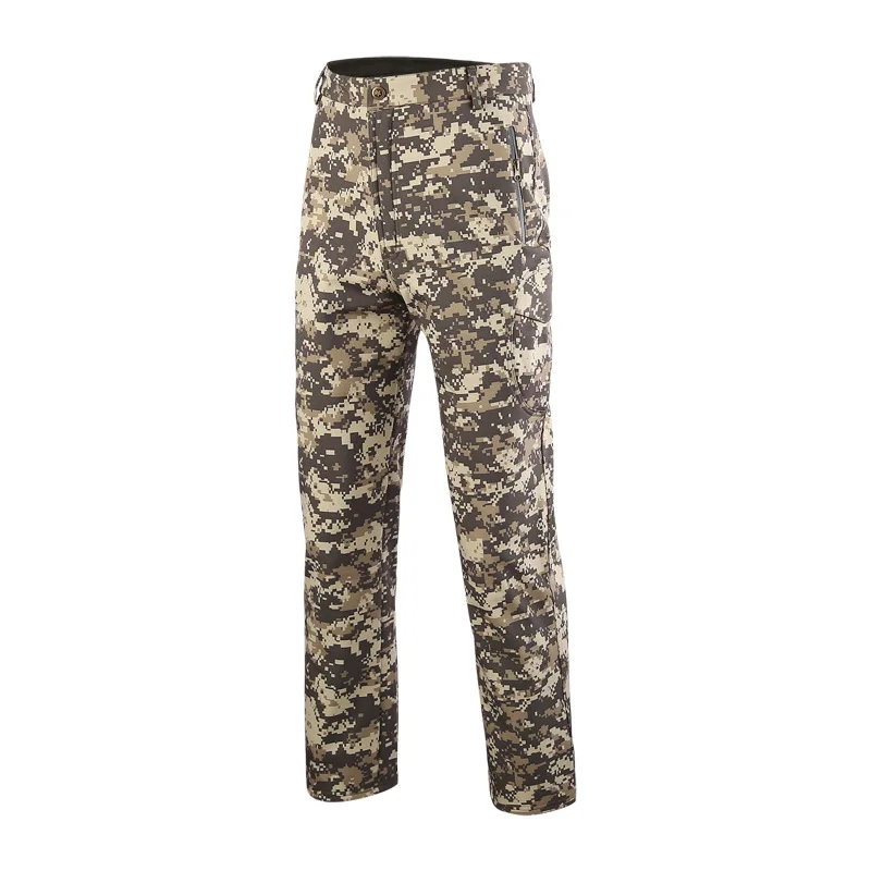 Pantalones largos impermeables para deportes de senderismo para hombre, pantalones de lana para mantener el calor, pantalones de camuflaje Softsell para entrenamiento táctico, pantalones Cargo para ejercicio - imagen 4