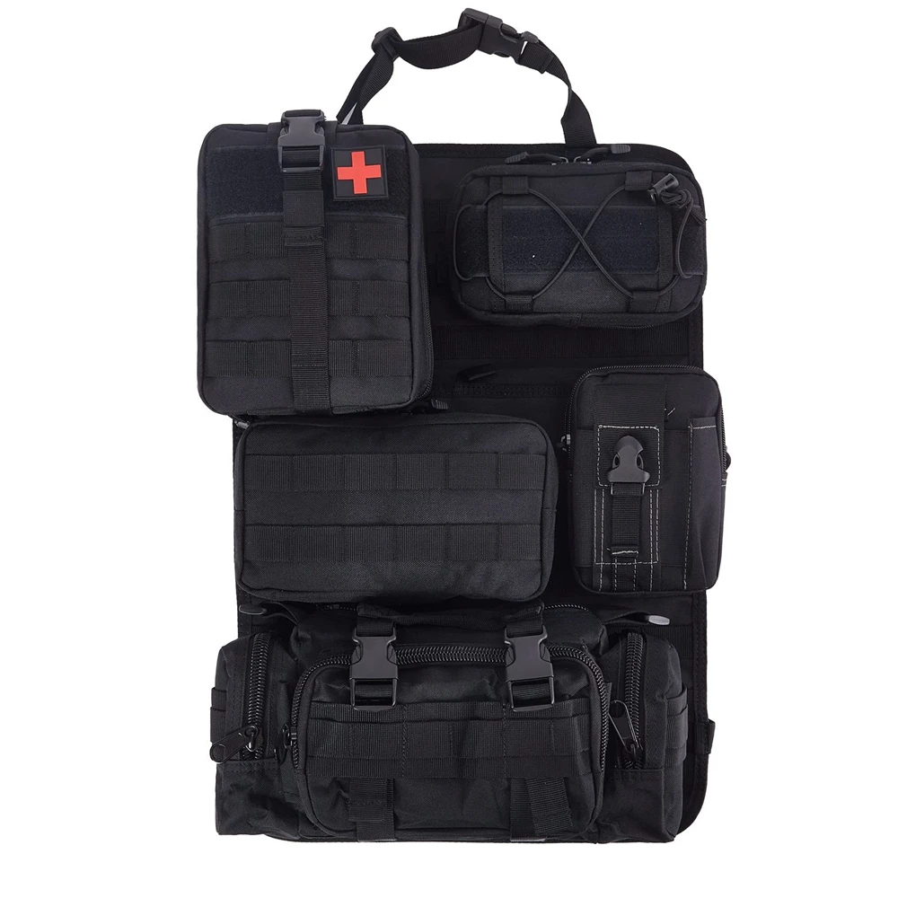 Organizador táctico para respaldo de asiento, bolsa de almacenamiento con 5 bolsas Molle, Panel Molle para vehículo, ajuste Universal para todos los vehículos - imagen 2