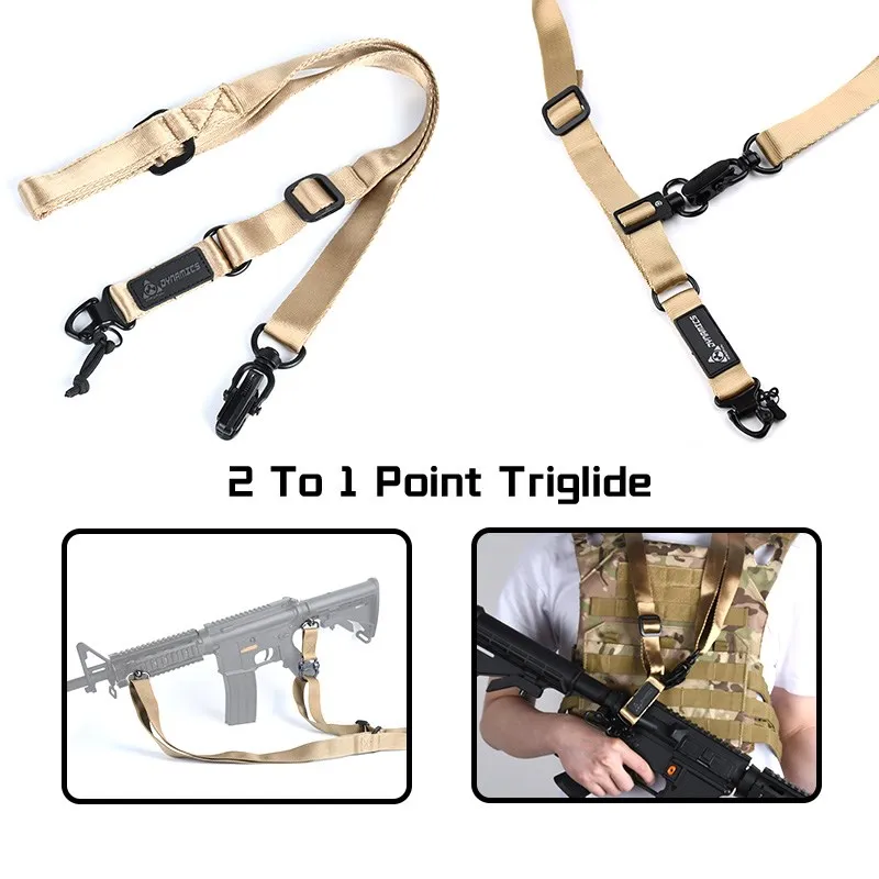 WADSN adaptador de conversión de cabestrillo QD Convertible Triglide táctico de 2 a 1 punto, componentes de armas de impacto de 1 "para montaje MS2 AR15 AK - imagen 2