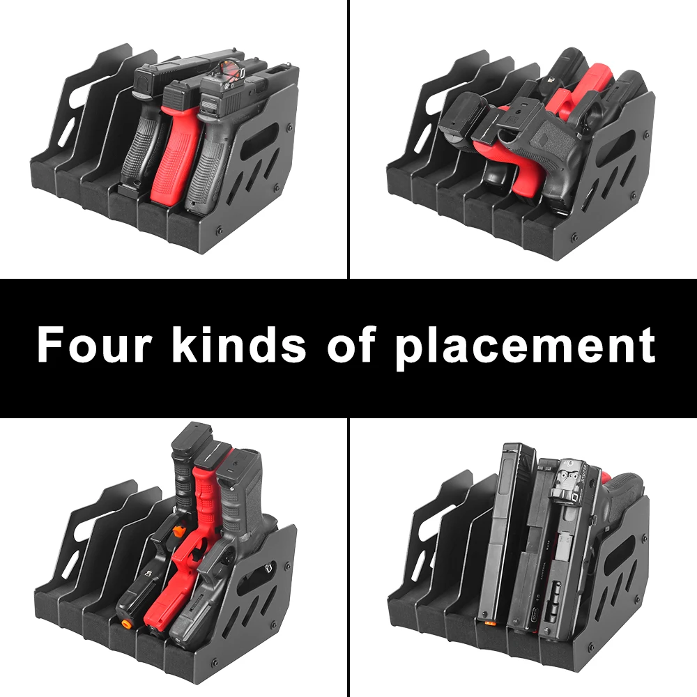 Nuevo Estante para pistola con 4/6/8 ranuras, soporte para pistola de espuma EVA suave, soporte seguro para arma, organizador de pistola Glock, soporte de exhibición, almacenamiento de revólver - imagen 5