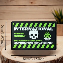 Parche de moral táctico PVC Zombie Hunting Permit con gancho y bucle