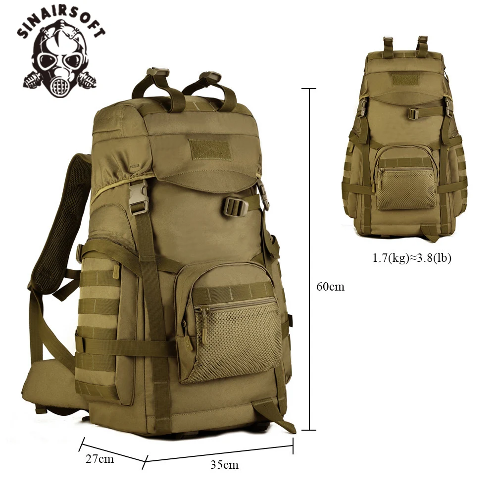 Mochila táctica militar de gran capacidad para exteriores, bolsa deportiva del ejército de 60L, para viaje, Camping, caza, senderismo - imagen 5