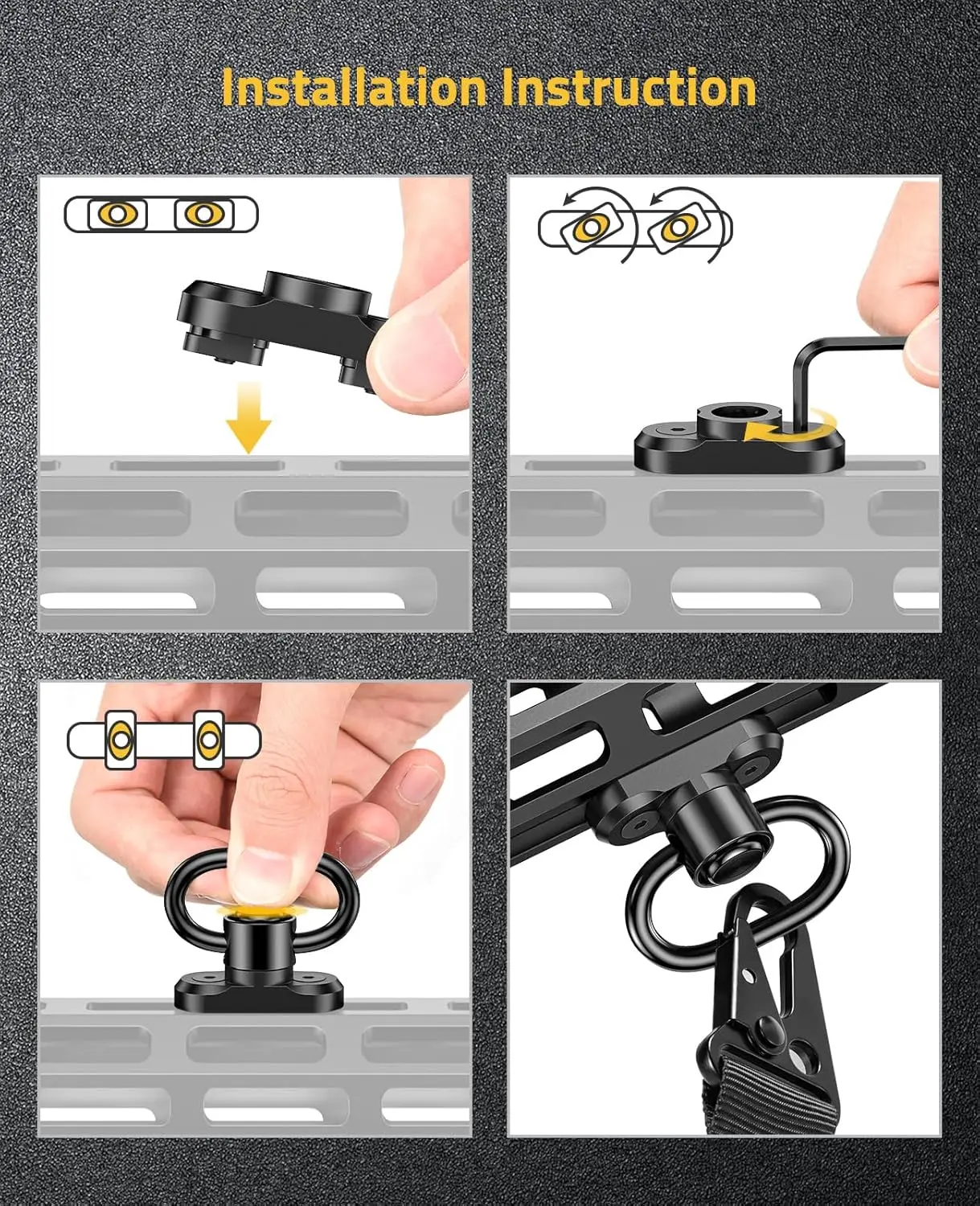 Adaptador de anclaje QD giratorio táctico para correa M-LOK 360° - imagen 4